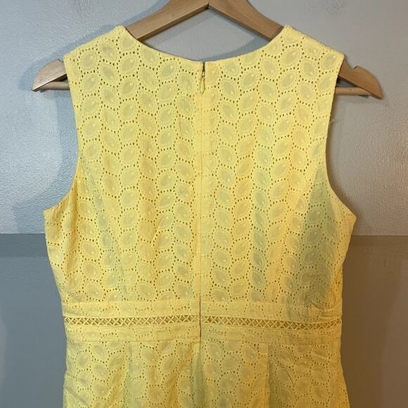 Calvin Klein Yellow Eyelet Detail Lace A-Line Cocktail Dress Women's SZ 8P EUC - Picture 8 of 12